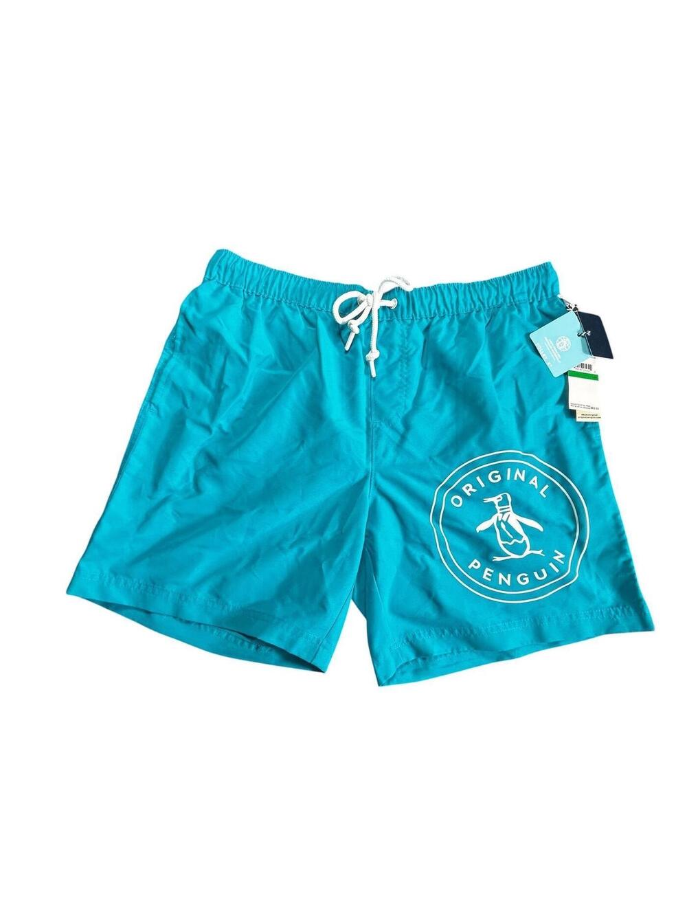 Penguin men’s turquoise Caribbean Sea swim shorts trunks size Large $69